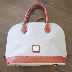Dooney & Bourke Cream and Brown Satchel